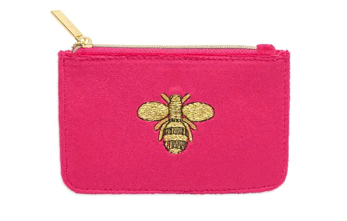 Bee Embroidery Card Purse - Hot Pink