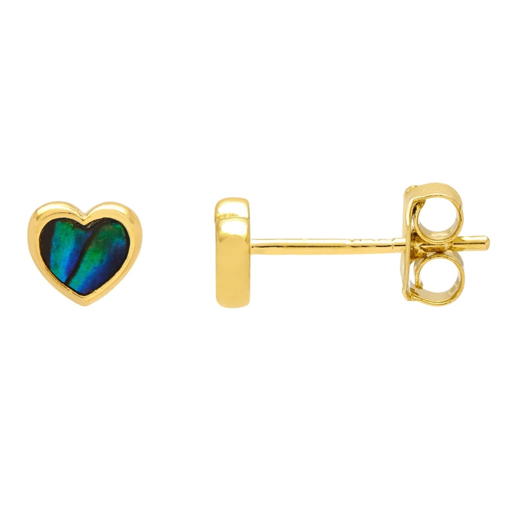 Abalone Heart Stud - Gold Plated