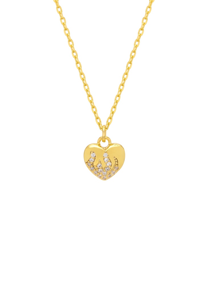 Flame Heart Necklace - Gold Plated