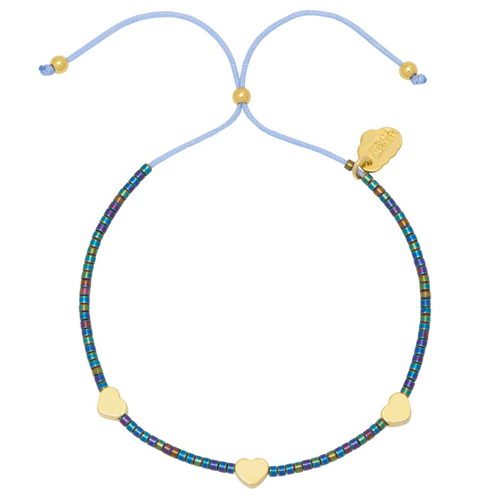Blue Avalone Miyuki Heart Bracelet - Gold Plated