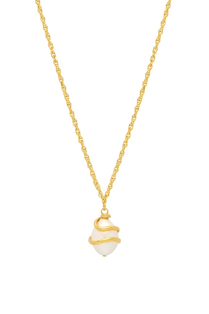 Pearl Wrap Rope Necklace Gold - Gold Plated
