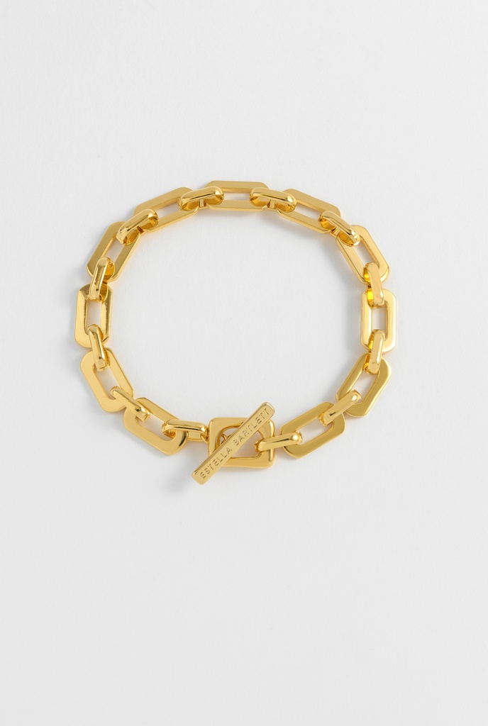 Square Link T-Bar Bracelet - Gold Plated