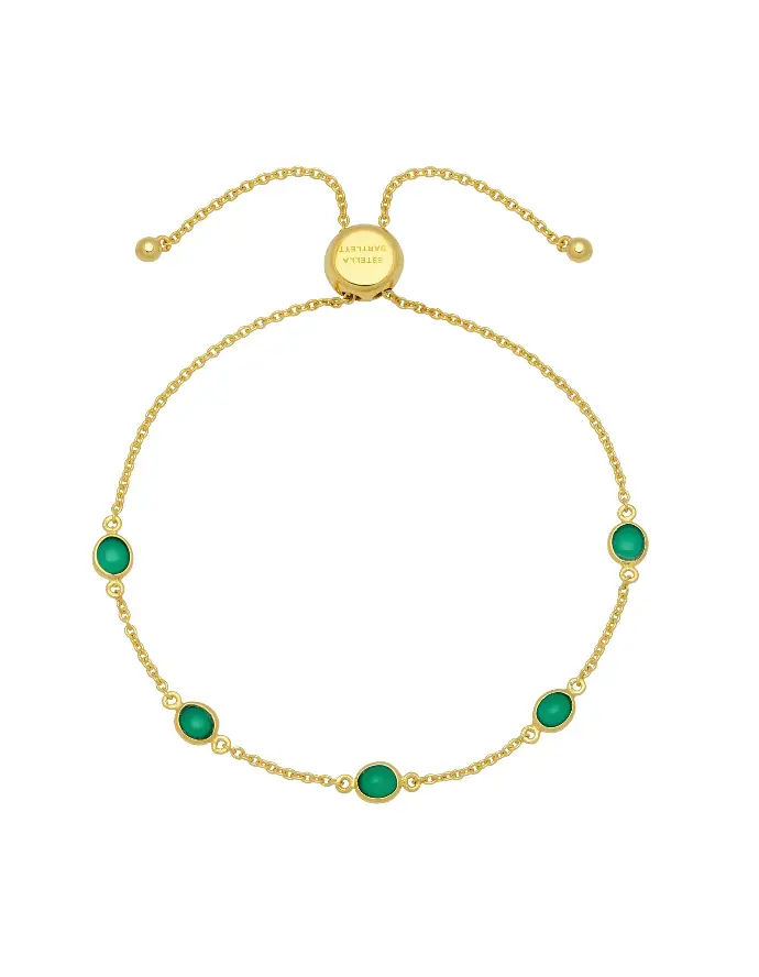 Green Onyx Pebble Bracelet - Gold Plated