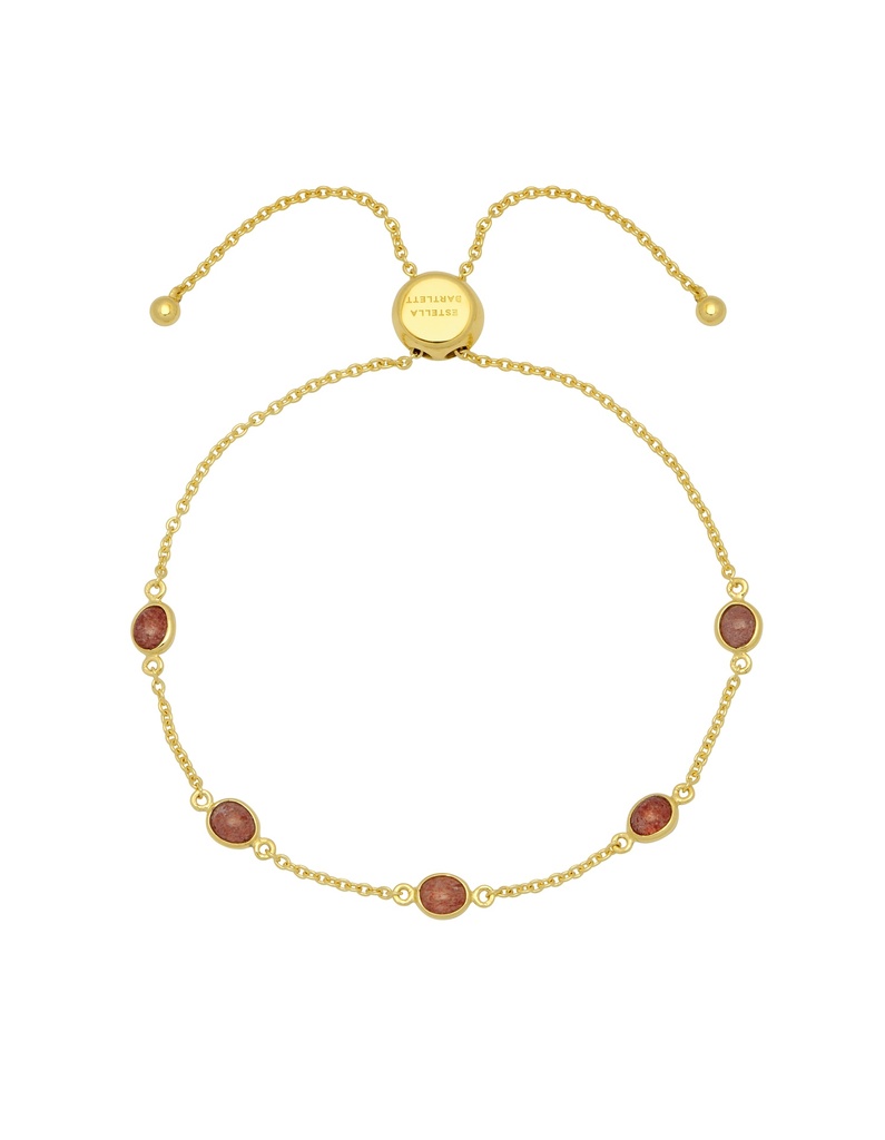 Cherry Quartz Pebble Bracelet - Gold Plated