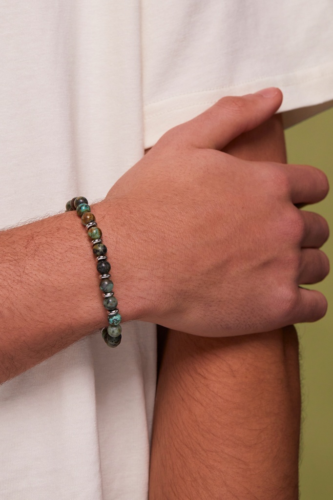 6mm Light Green Moss Beaded Bracelet