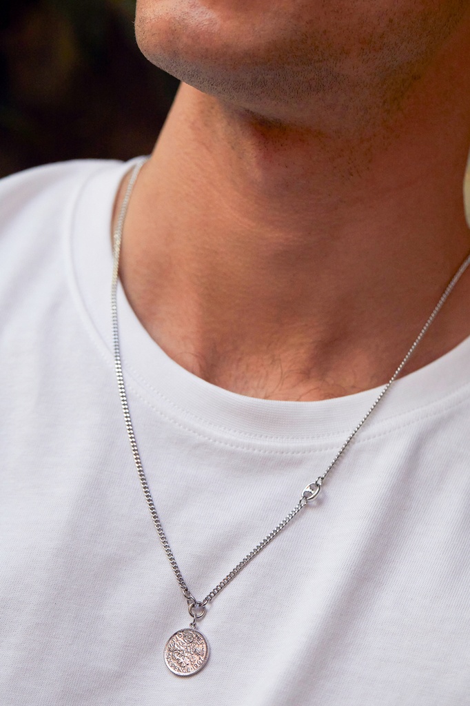 Rhodium Plated Coin Necklace