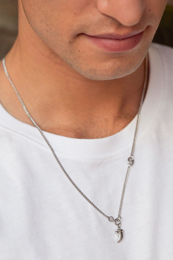 Rhodium Plated Tooth Necklace