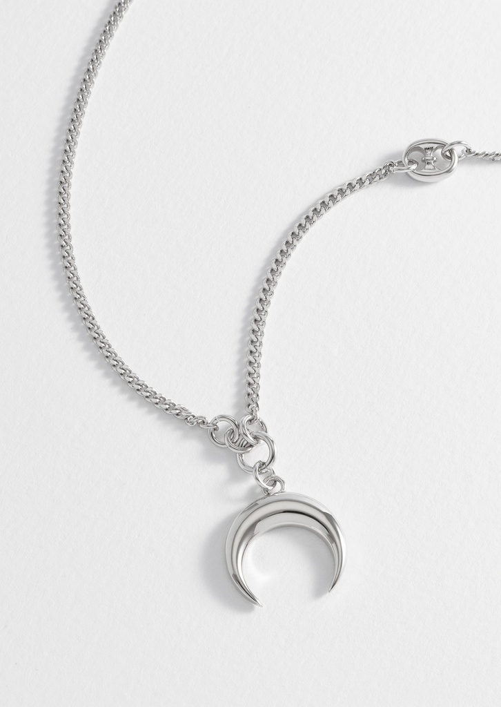 Rhodium Plated Horn Necklace