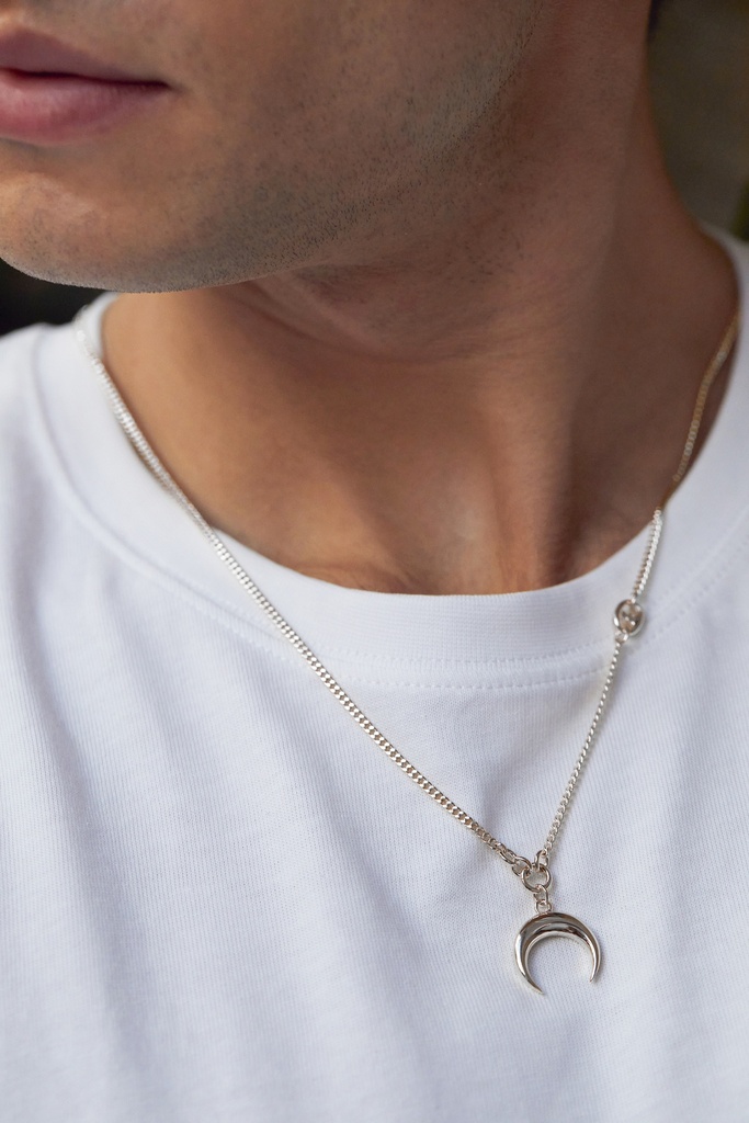 Rhodium Plated Horn Necklace