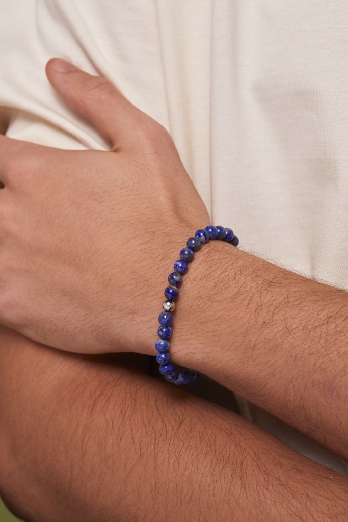 6mm Lapis Beaded Bracelet 