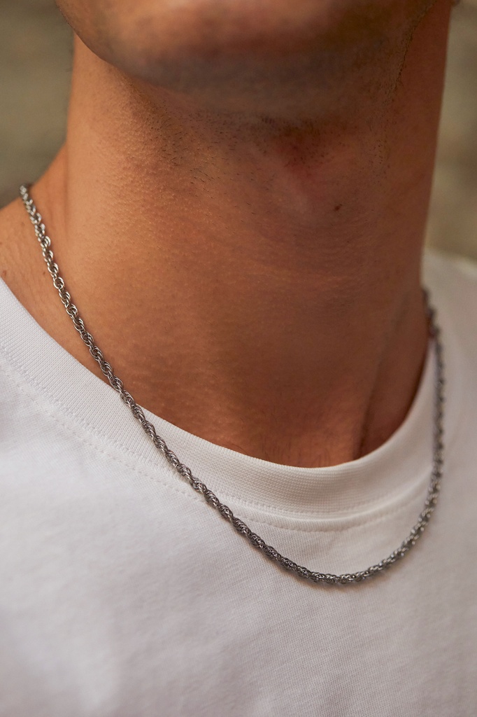 Rope Chain Necklace - Steel Finish