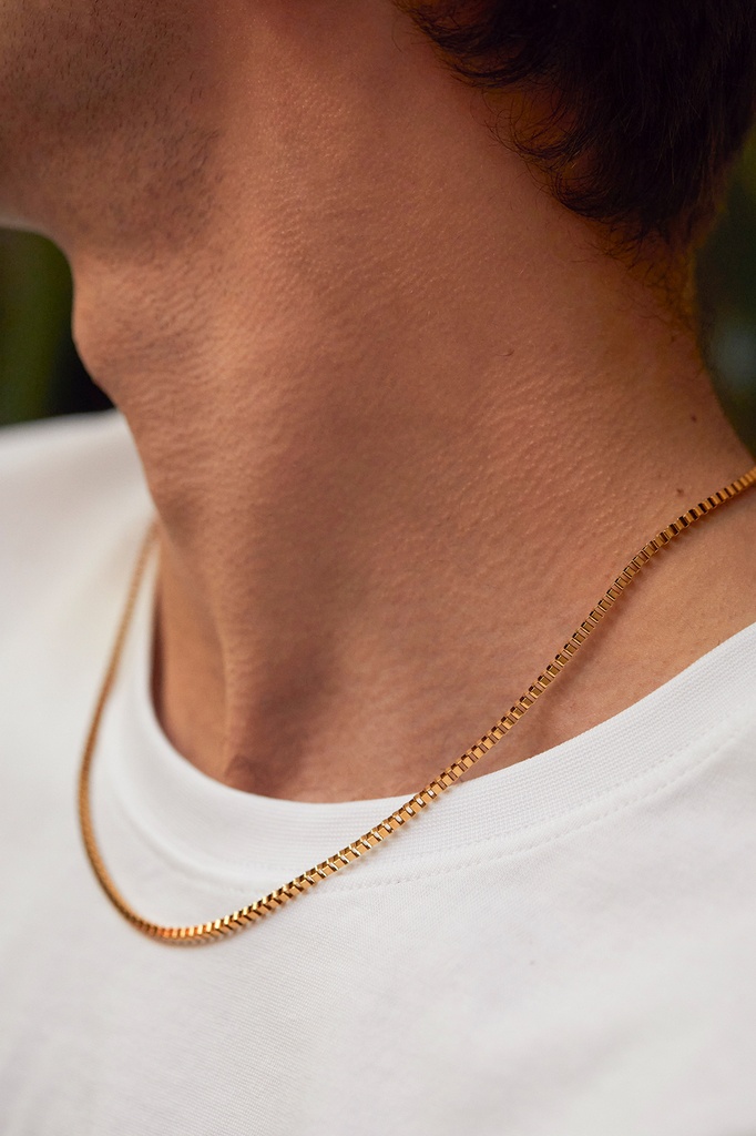 Box Chain 2.7Mm Necklace - Gold Finish
