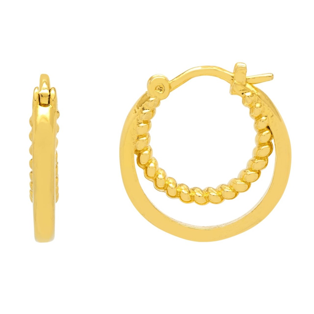 Double Twisted Hoop Earrings - Gold Plated