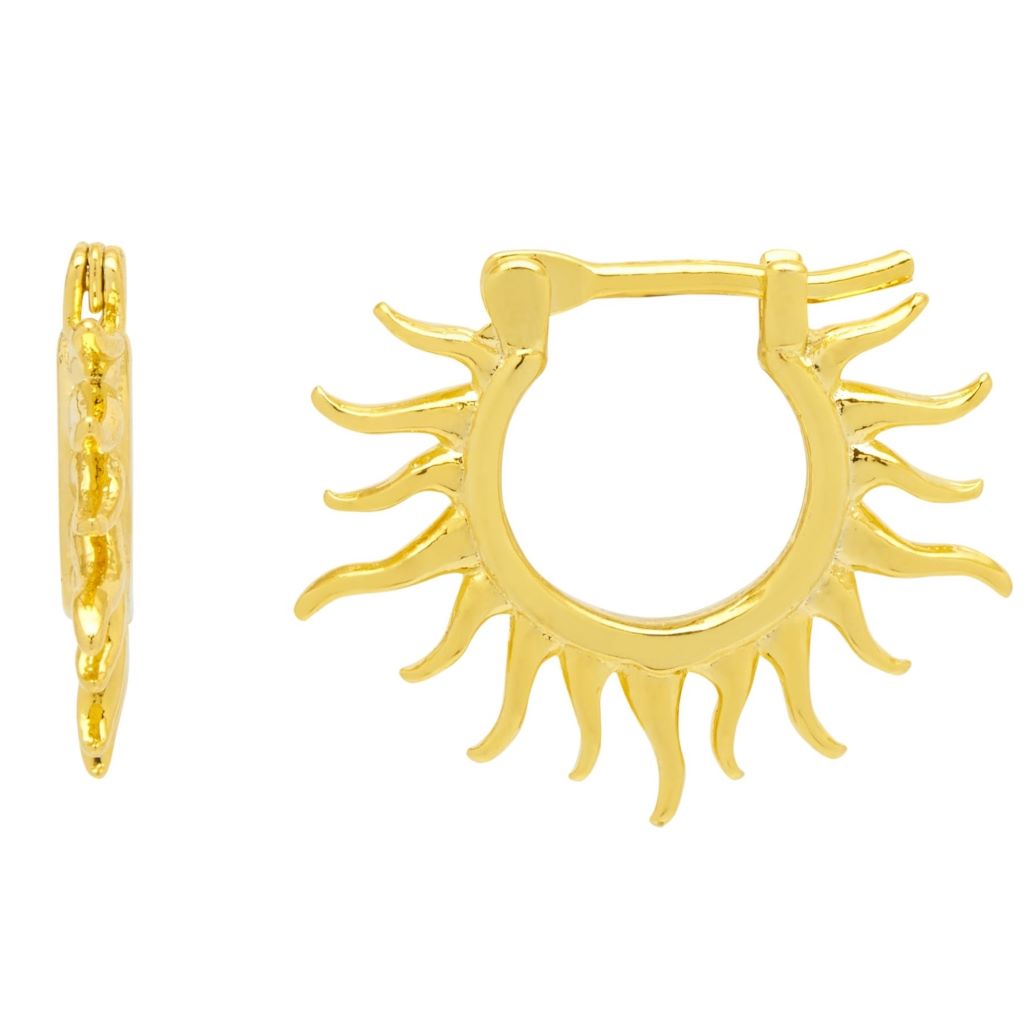 Sun Huggie Hoop Earrings - Gold Plated