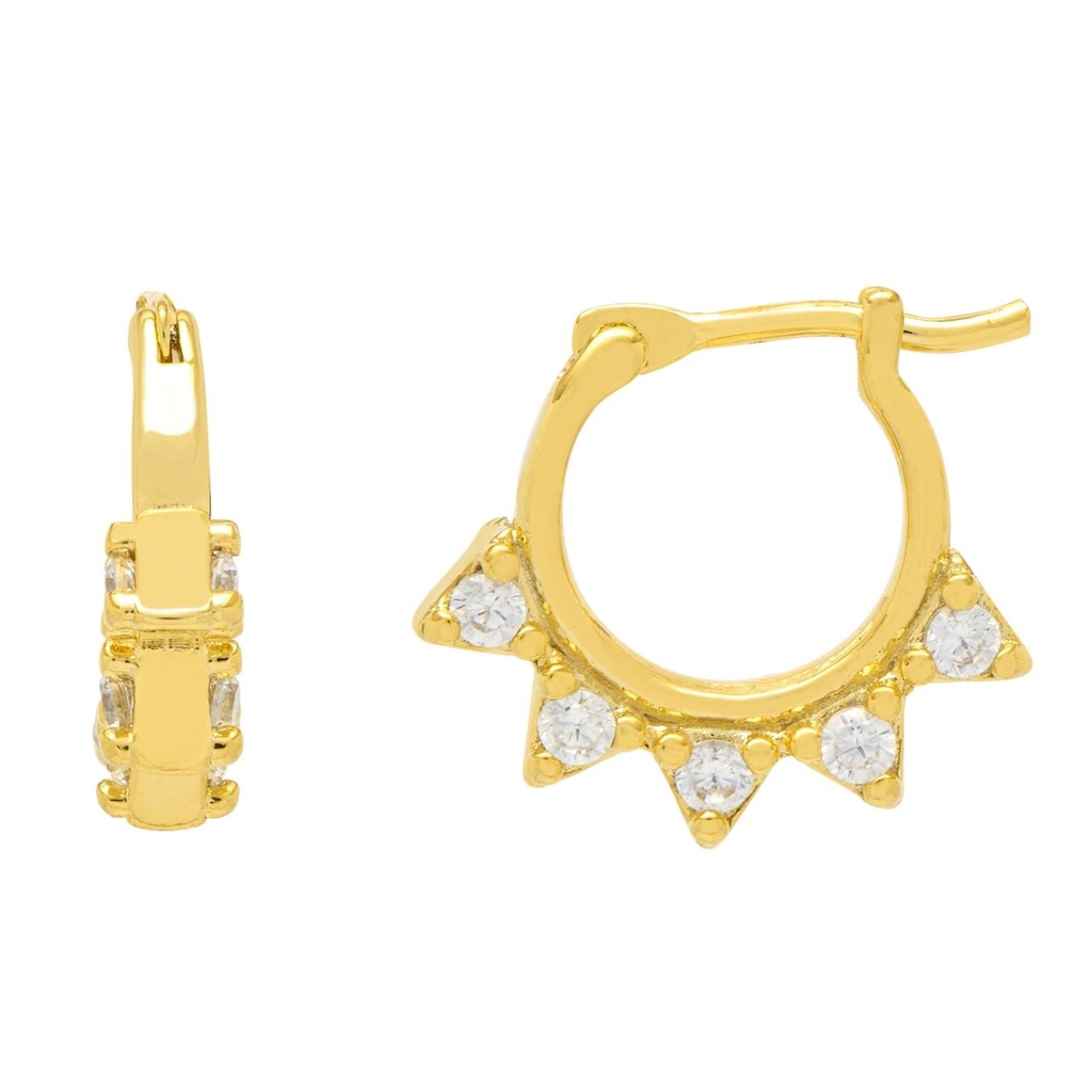 CZ Spike Hoop Earring - Gold Plated