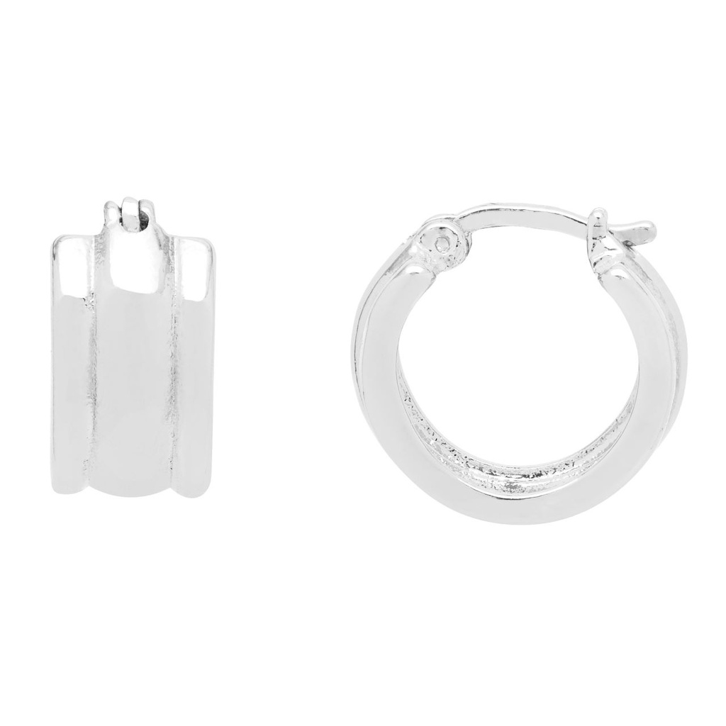 Chunky Textured Hoops - Silver Plated