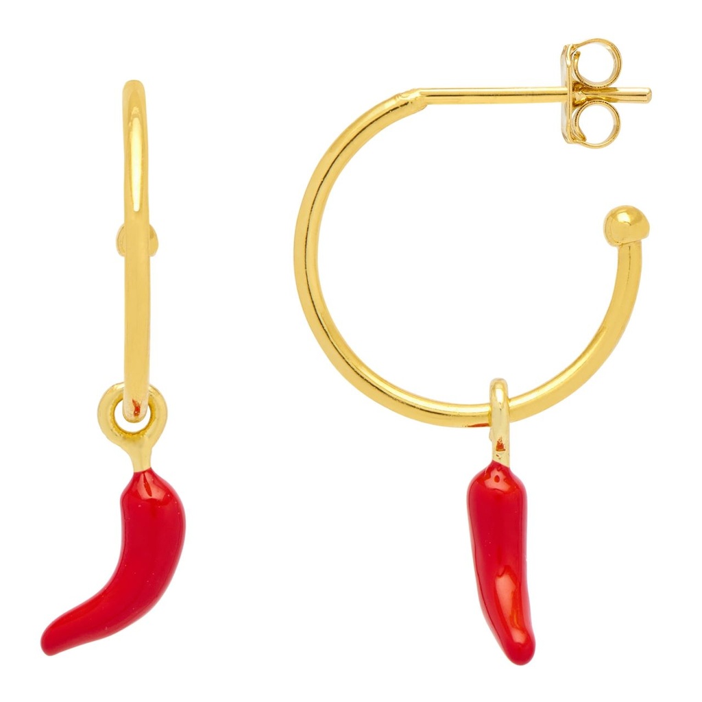 Chilli Hoop Earrings - Gold Plated