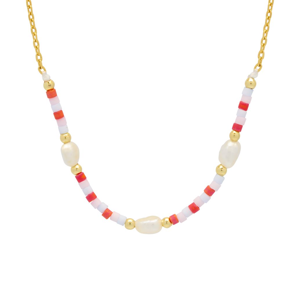 Miyuki And Pearl Necklace - Gold Plated