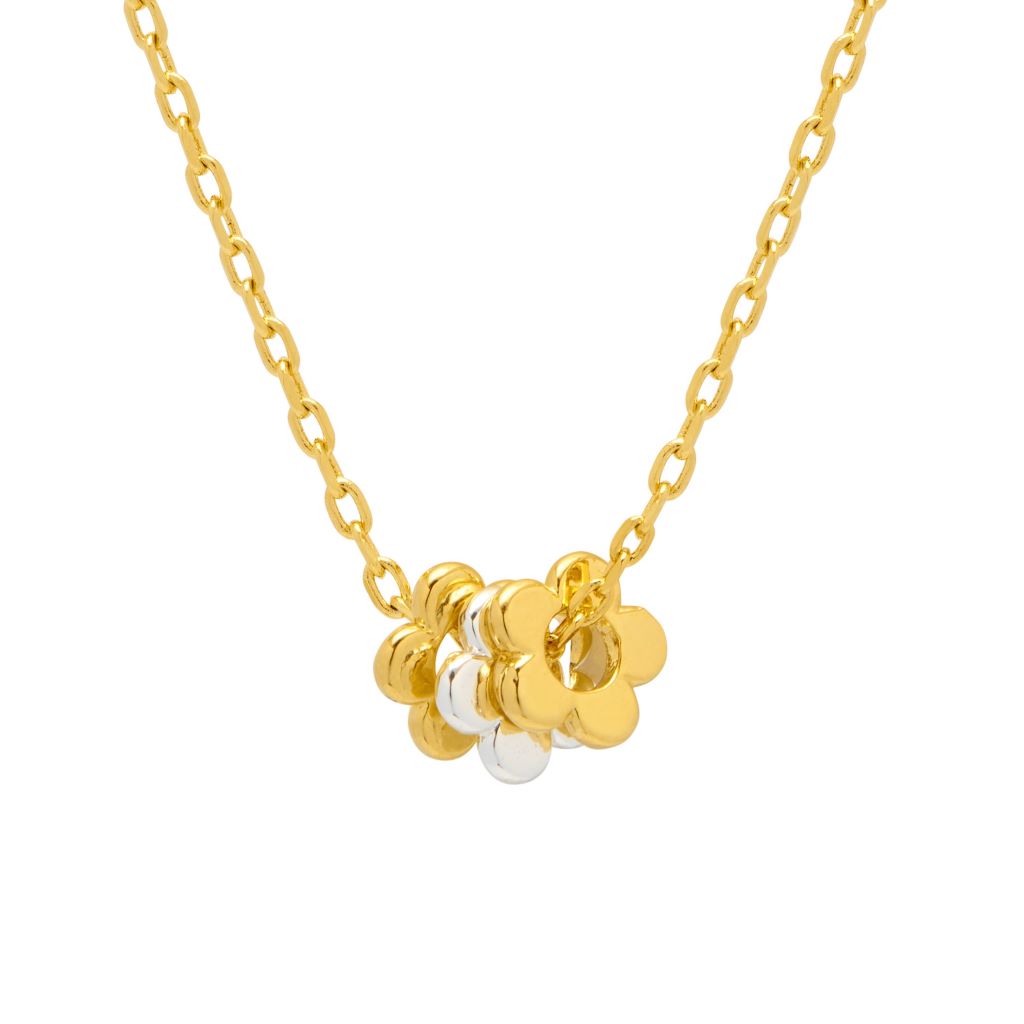 Multi Flower Bead Necklace - Gold Chain