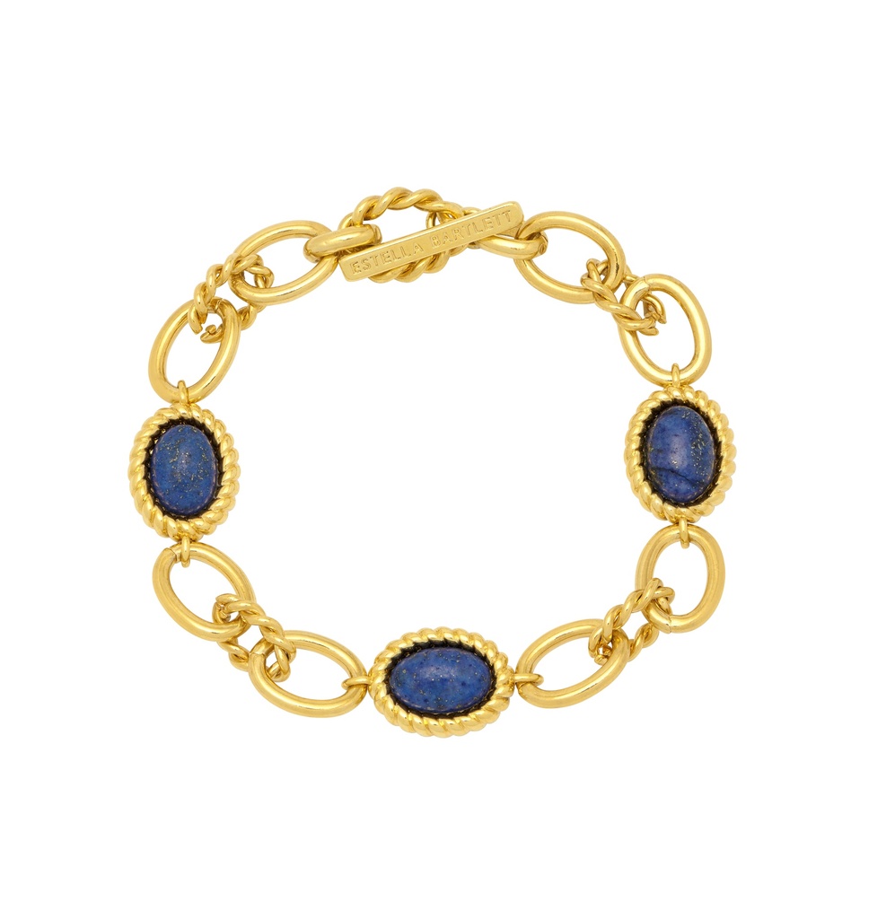 Chunky Chain Blue Gemstone Bracelet - Gold Plated