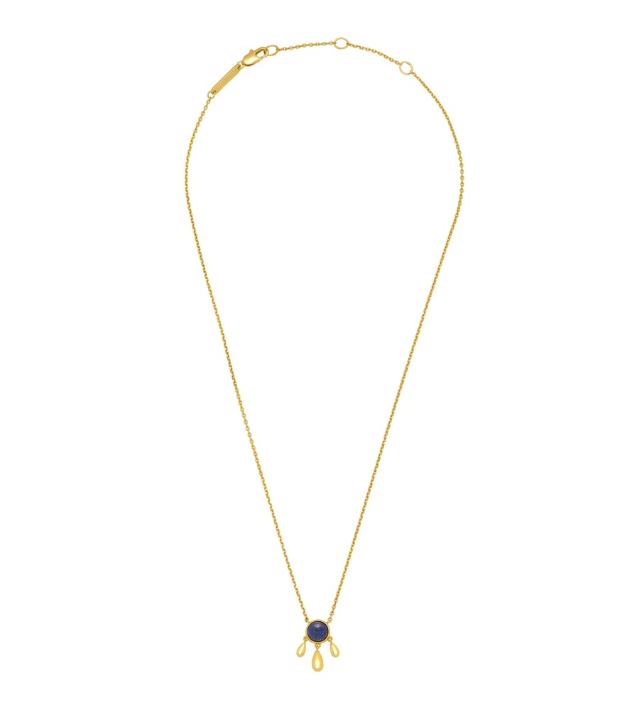Lapis And Droplet Necklace - Gold Plated