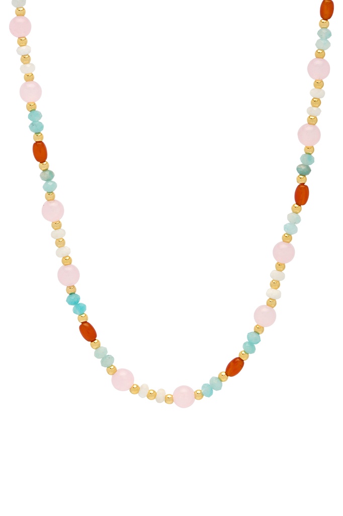 Mix Pastel And Orange Necklace - Gold Plated