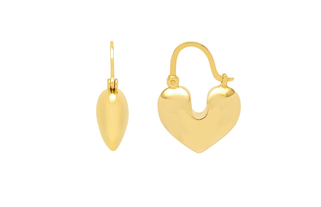 Enamel Heart Hoops  - Gold Plated