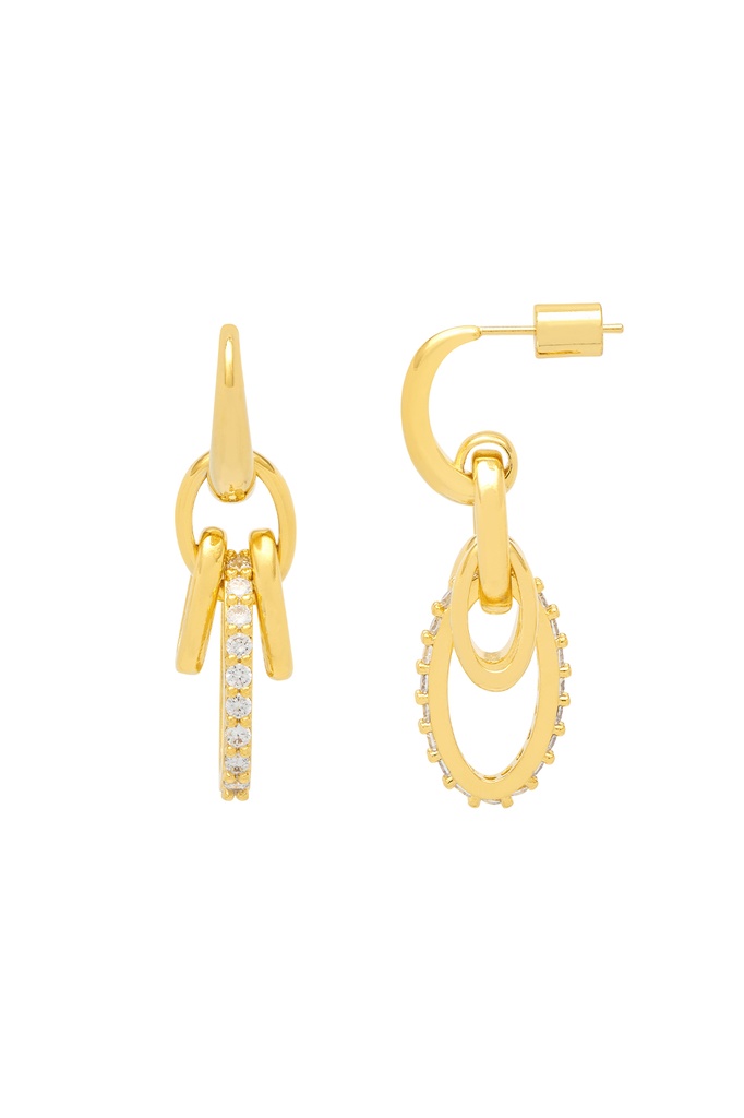 Multi Hoop CZ Earrings - Gold Plated