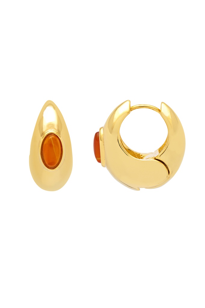 Chunky Hinge Gemstone Hoops - Gold Plated