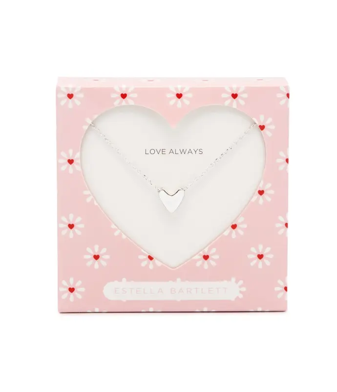 Elongated Domed Heart Necklace - Silver Plated