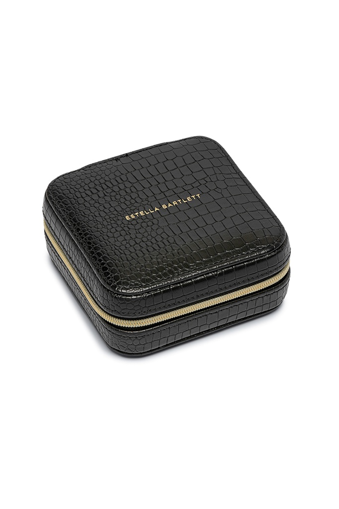 Square Jewellery Box - Black Croc