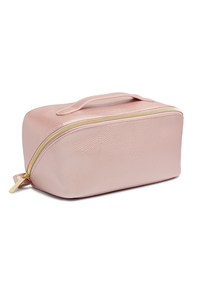 Lay Flat Cosmetic Bag - Metallic Blush