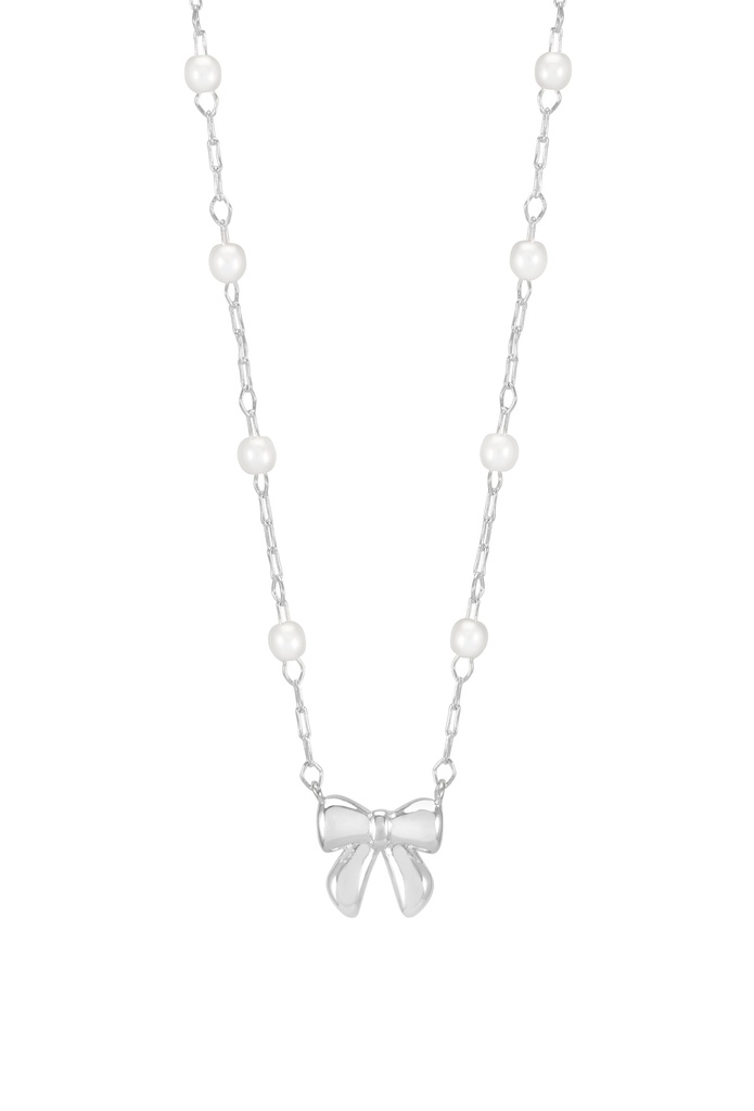 Pearl and Bow Chain Necklace