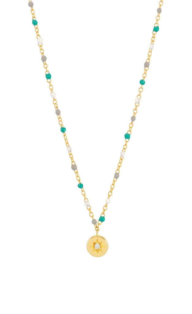 Enamel Beaded Star Cz Necklace