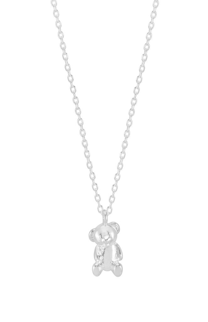 Teddy Bear Necklace - Silver