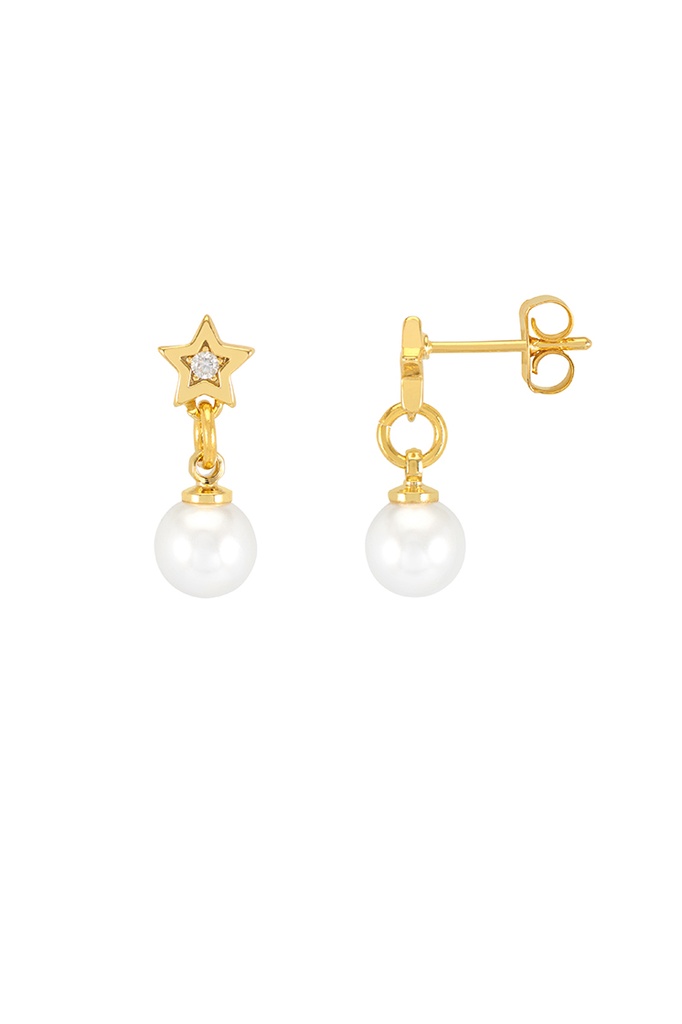 Star and Pearl Stud Earrings