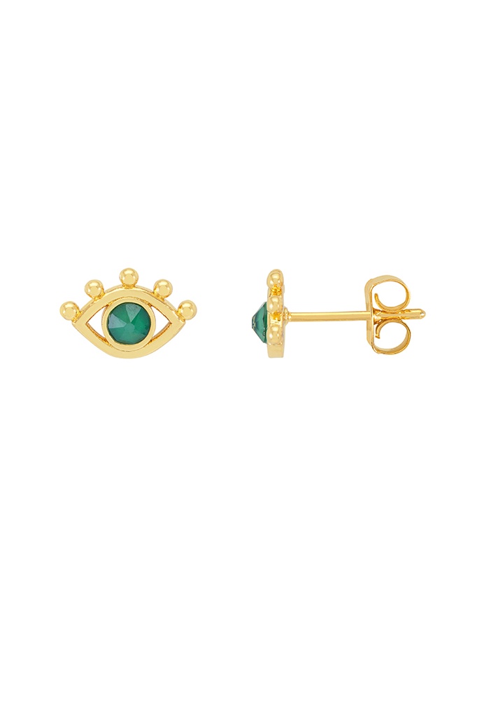 Green CZ Evil Eye Stud