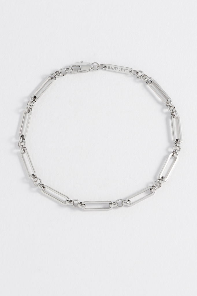 Mixed Paperclip Link Bracelet - Rhodium