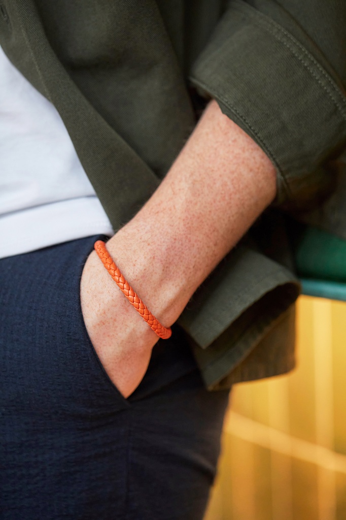 Orange Leather Cord Bracelet