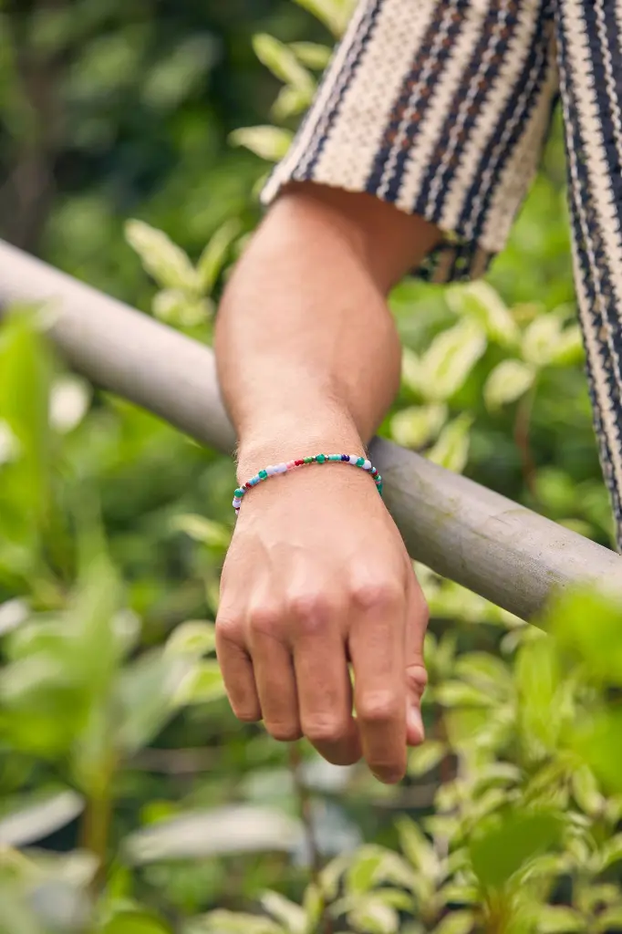 Mixed Blue Beaded Bracelet