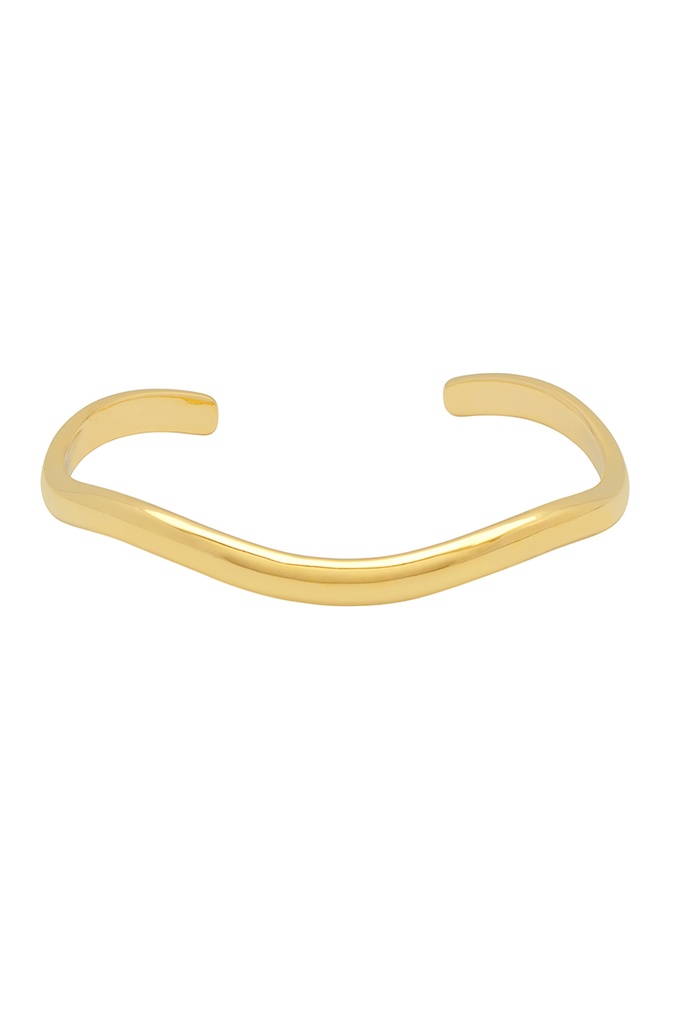 Wave Open Bangle  - Gold Plated