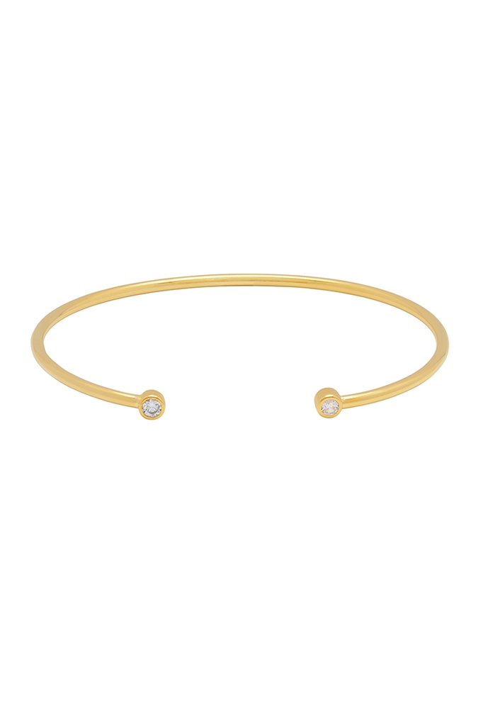 Fine Cz Open Bangle  - Gold Plated