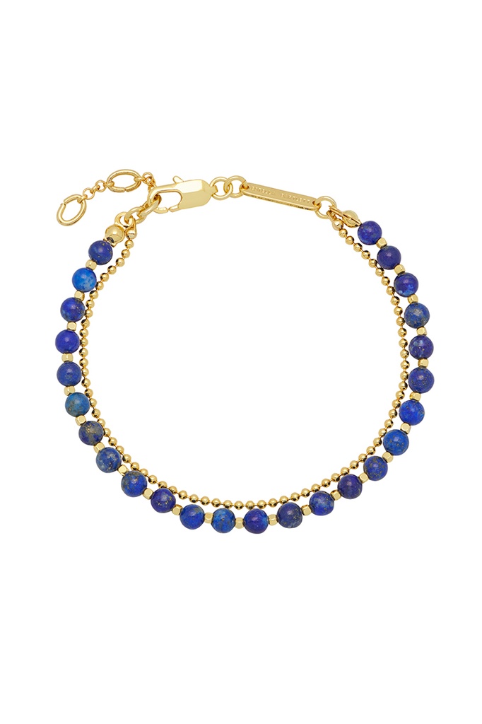 Lapis Beaded Duo Bracelet - Gold Plated