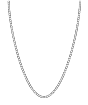 Fine Cz Tennis Necklace - Silver Plated