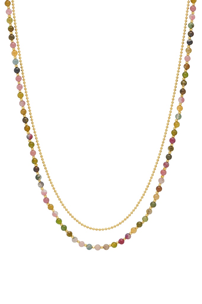 Tourmaline Double  Necklace - Gold Plated