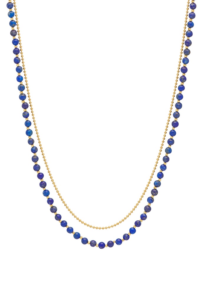 Lapis Double  Necklace - Gold Plated