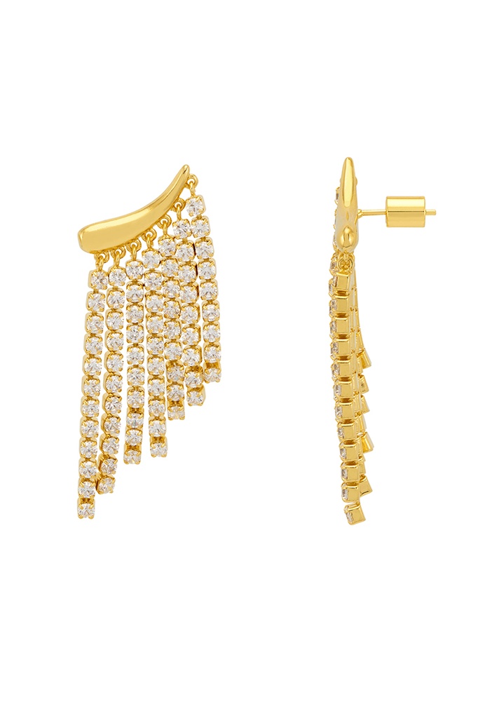 Tiered Tennis Drop Earrings - Gold Plated