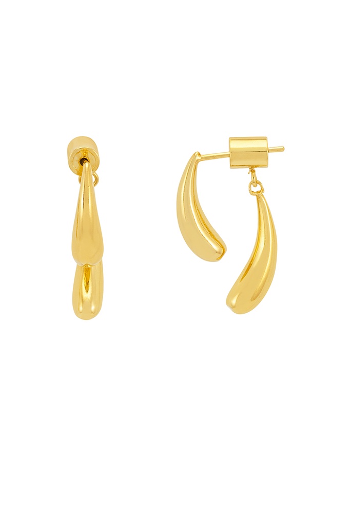 Front And Back Droplet Earrings  - Gold Plated