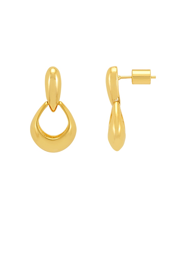 Organic Double Drop Hoops  - Gold Plated