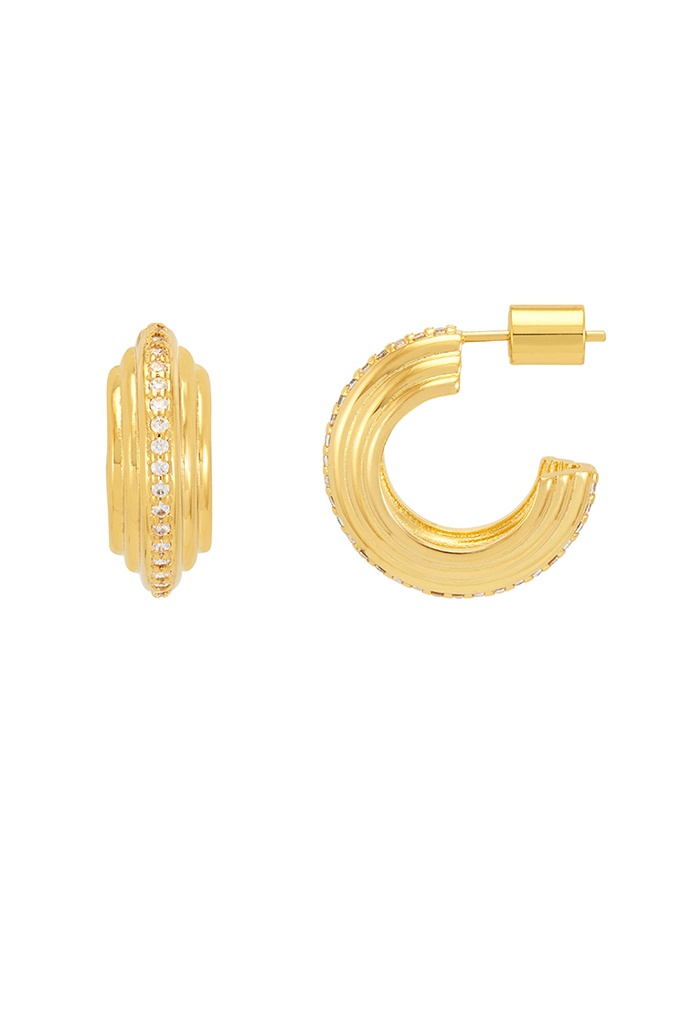 Teired Ridged Maxi Hoop - Gold Plated